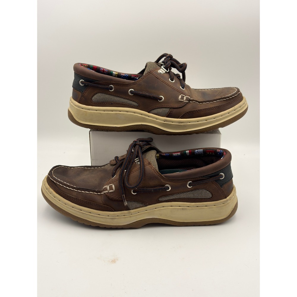 Earth Shoe Kalso Negative Heel Brown Leather Boat Shoes Loafers 511090 Mens 9.5
